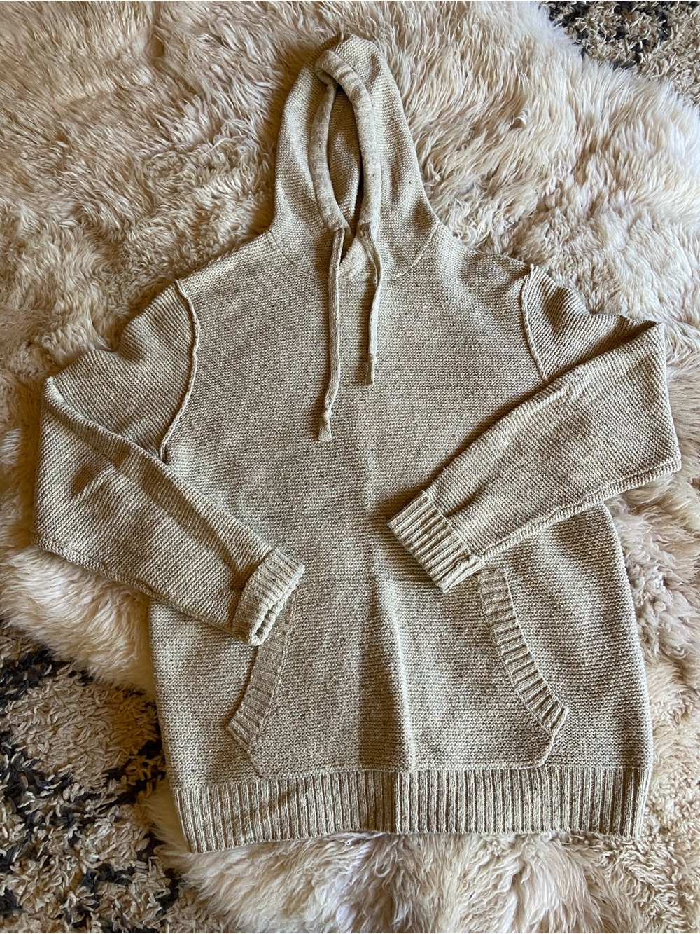 Hooded Knit Sweater - Cream